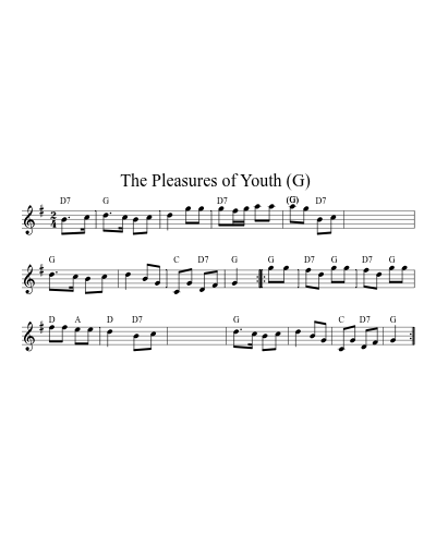 The Pleasures of Youth  (G) (Version 2) sheet music preview
