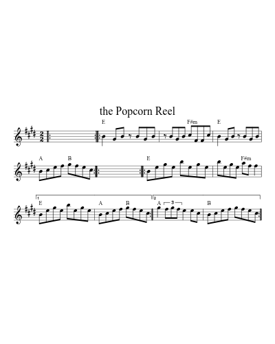 the Popcorn Reel sheet music preview