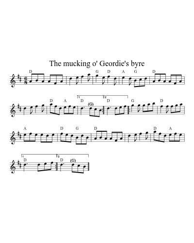 The mucking o' Geordie's byre sheet music preview