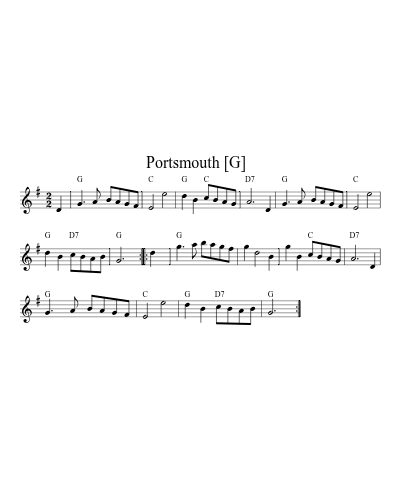 Portsmouth   [G] (Version 3) sheet music preview