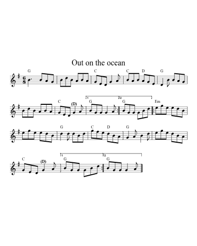 Out on the Ocean (Version 3) sheet music preview