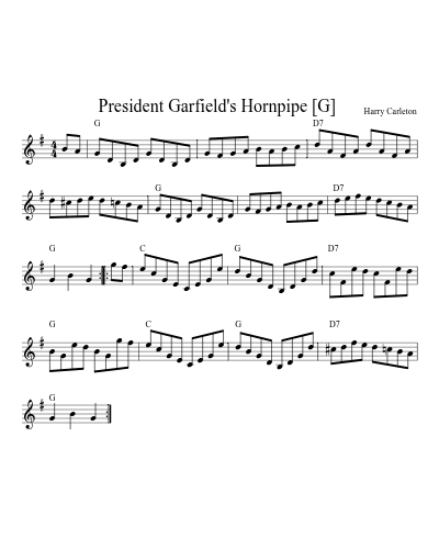 President Garfield's Hornpipe  [G] (Version 2) sheet music preview