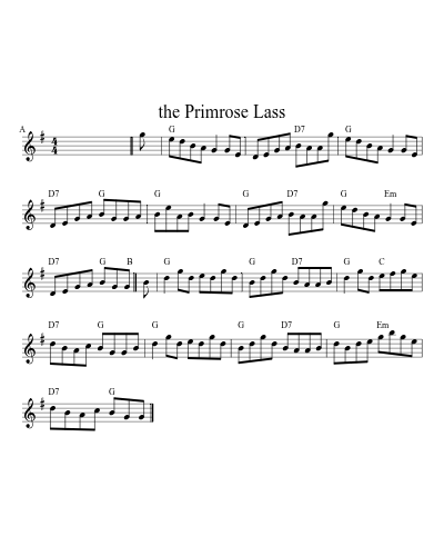 The Primrose Lass (Version 2) sheet music preview