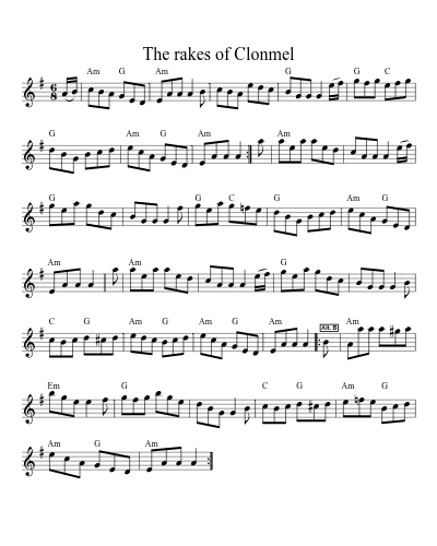 The rakes of Clonmel sheet music preview