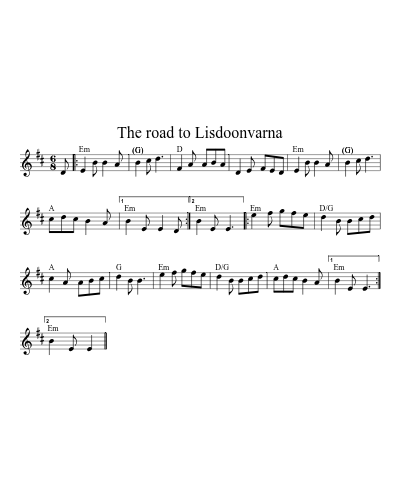 The Road To Lisdoonvarna (Version 2) sheet music preview