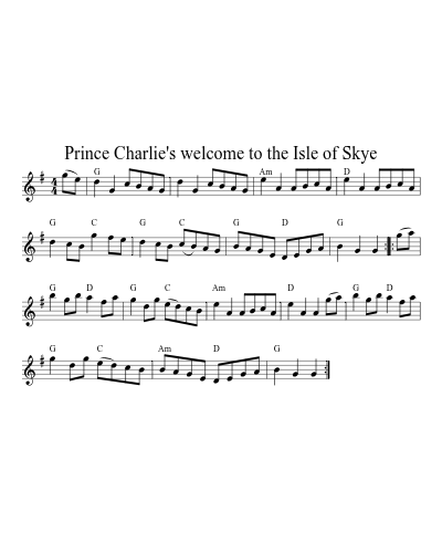 Prince Charlie's welcome to the Isle of Skye (Version 2) sheet music preview