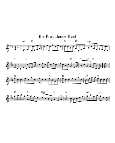 the Providence Reel (Version 3) sheet music preview