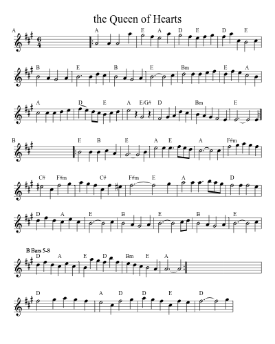 the Queen of Hearts sheet music preview