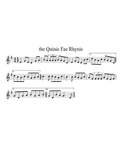 the Quinie Fae Rhynie sheet music preview