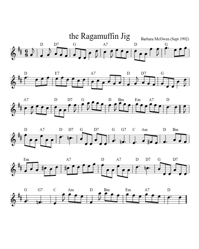 the Ragamuffin Jig sheet music preview