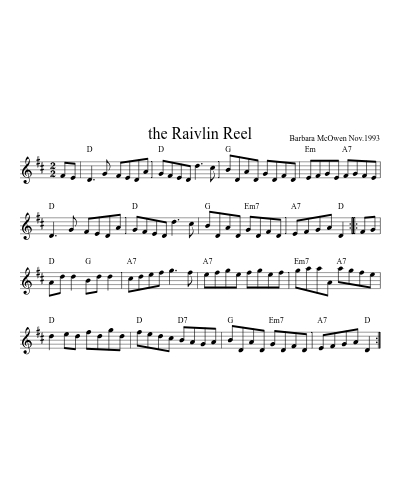 the Raivlin Reel sheet music preview