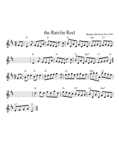 the Raivlin Reel (Version 2) sheet music preview