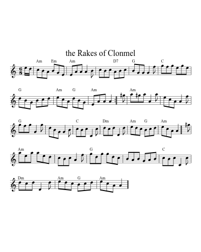 The rakes of Clonmel (Version 4) sheet music preview