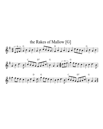 the Rakes of Mallow   [G] (Version 2) sheet music preview