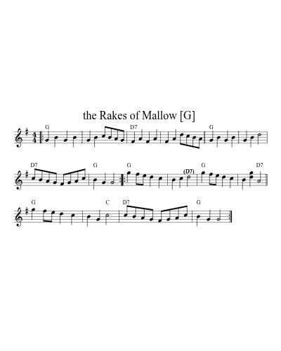 the Rakes of Mallow  [G] (Version 7) sheet music preview