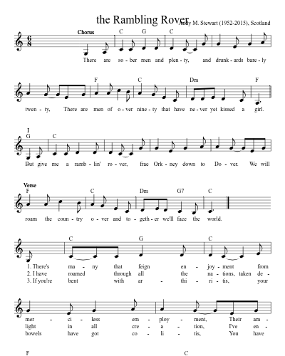 the Rambling Rover sheet music preview