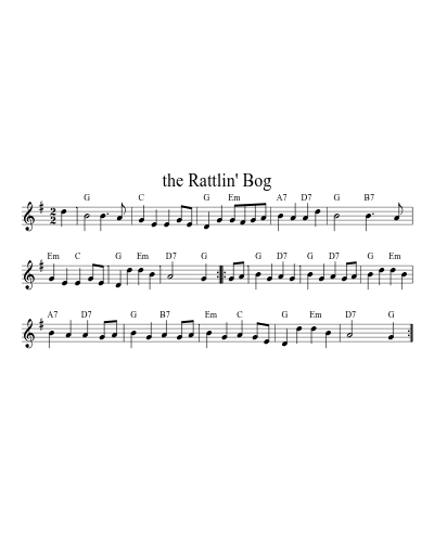 the Rattlin' Bog sheet music preview