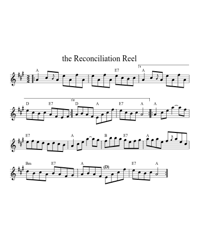 the Reconciliation Reel (Version 2) sheet music preview