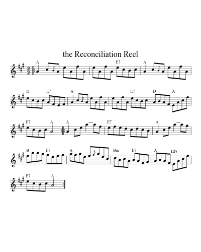the Reconciliation Reel (Version 3) sheet music preview