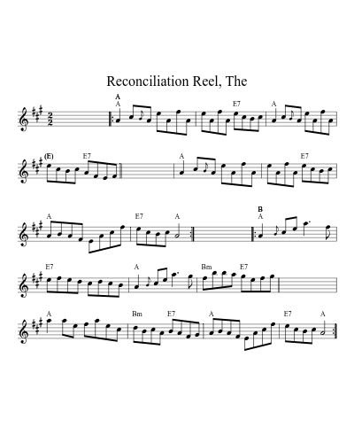 Reconciliation Reel, The sheet music preview