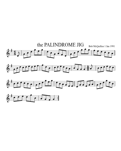 the PALINDROME JIG sheet music preview