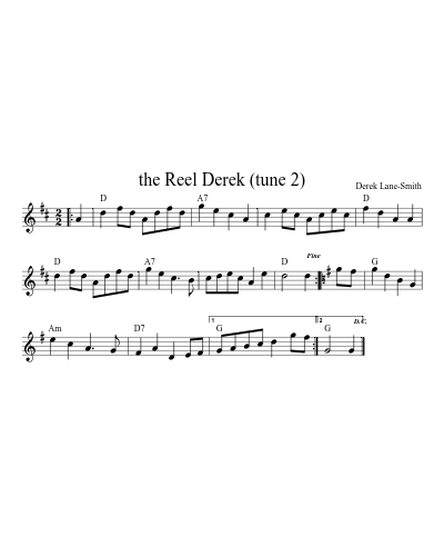 the Reel Derek (tune 2) sheet music preview