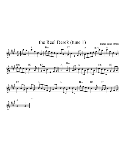 the Reel Derek (tune 1) (Version 2) sheet music preview