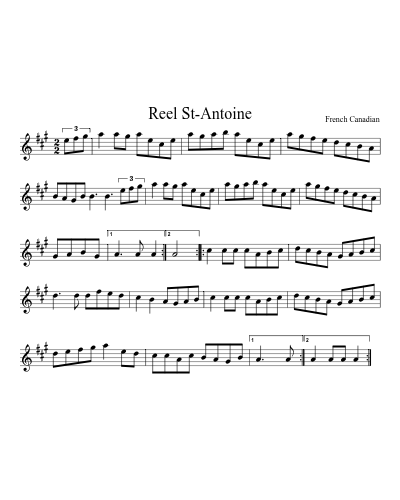 Reel St-Antoine (Version 2) sheet music preview