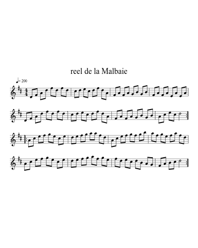 reel de la Malbaie (Version 8) sheet music preview