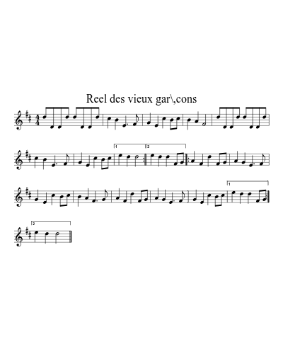Reel des vieux gar\,cons