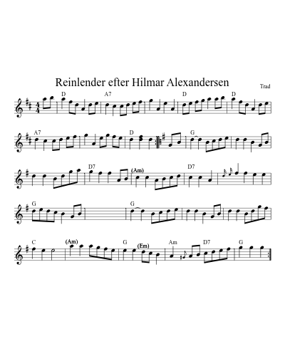 Reinlender efter Hilmar Alexandersen (Version 4)