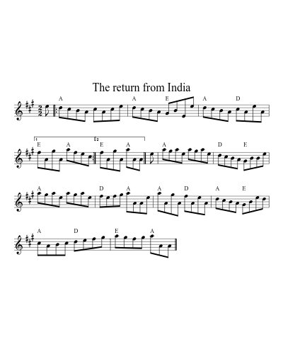 The return from India (Version 2) sheet music preview