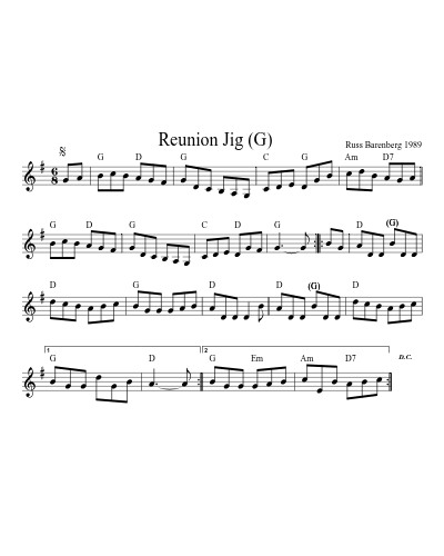 Reunion Jig    (G) preview