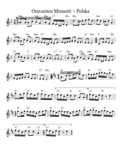 Oravaisten Menuetti + Polska (Revontulet)