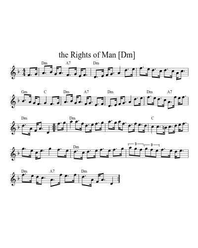 the Rights of Man   [Dm] sheet music preview