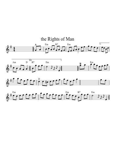 The rights of man (Version 6) sheet music preview