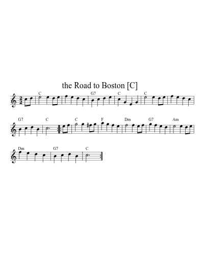 the Road to Boston   [C] sheet music preview