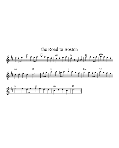 the Road to Boston (Version 3) sheet music preview