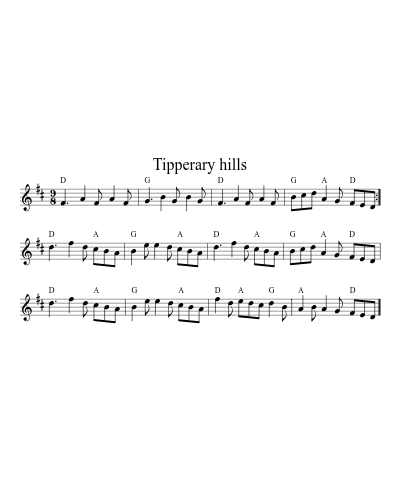 Tipperary hills sheet music preview