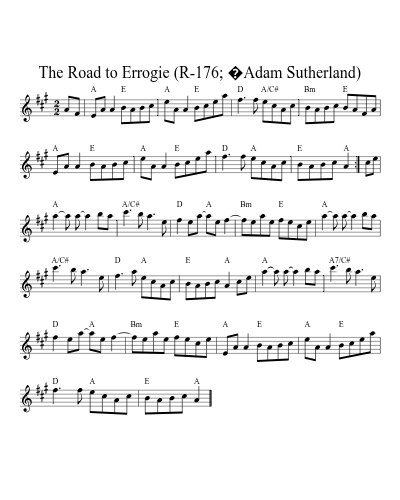 The Road to Errogie (R-176; ©Adam Sutherland) sheet music preview