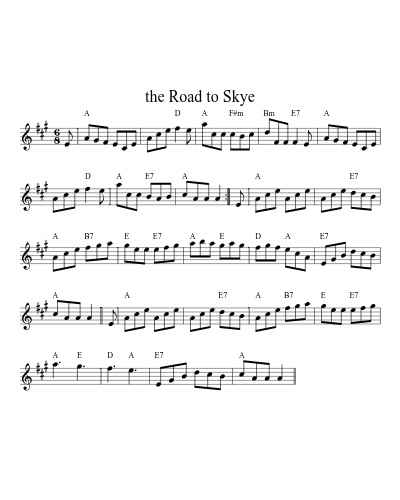 The Road To Skye (Version 5) sheet music preview