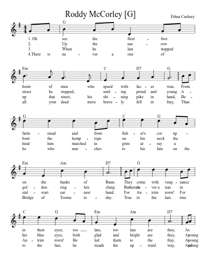 Roddy McCorley   [G] (Version 4)