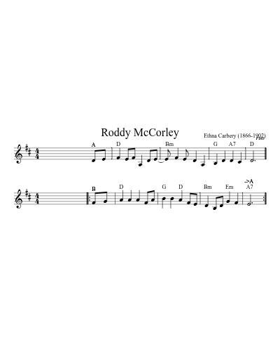 Roddy McCorley (Version 8) sheet music preview