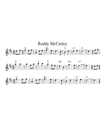 Roddy McCorley (Version 9) sheet music preview