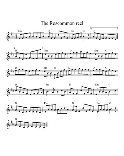 The Roscommon reel (Version 2) sheet music preview