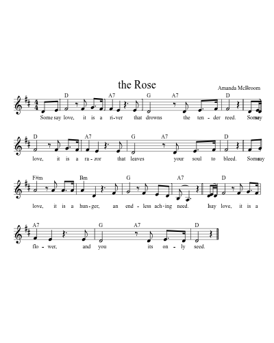 the Rose (Version 2) sheet music preview