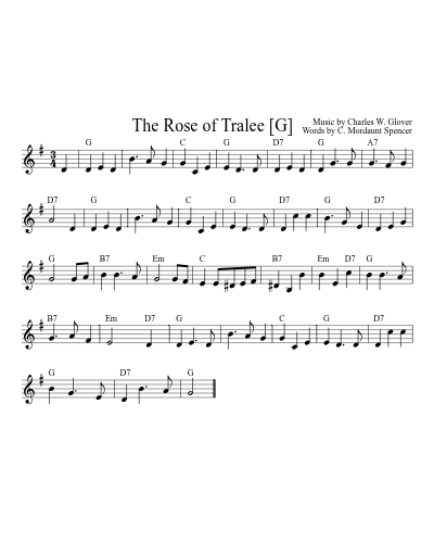 The Rose of Tralee   [G] (Version 2)
