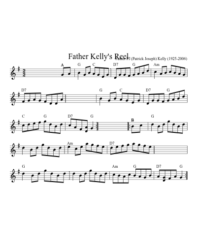 Father Kelly's Reel (Version 19) sheet music preview