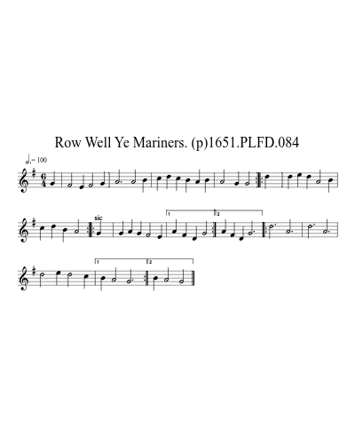Row Well Ye Mariners. (p)1651.PLFD.084 sheet music preview