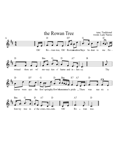 the Rowan Tree (Version 3) sheet music preview